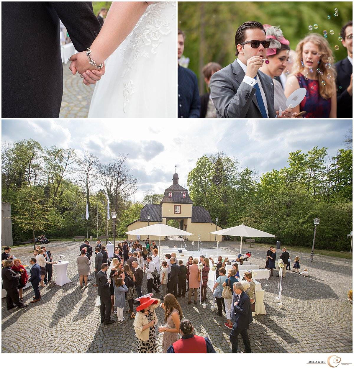 Hochzeit auf Schloss Eulenbroich Sektempfang